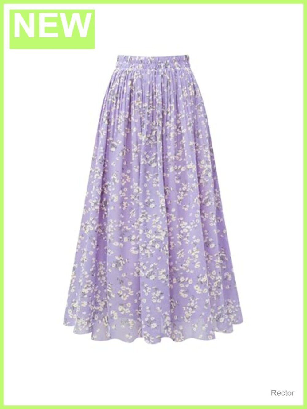 Pleated Chiffon A-Line Midi Skirt High Waist Lined Casual